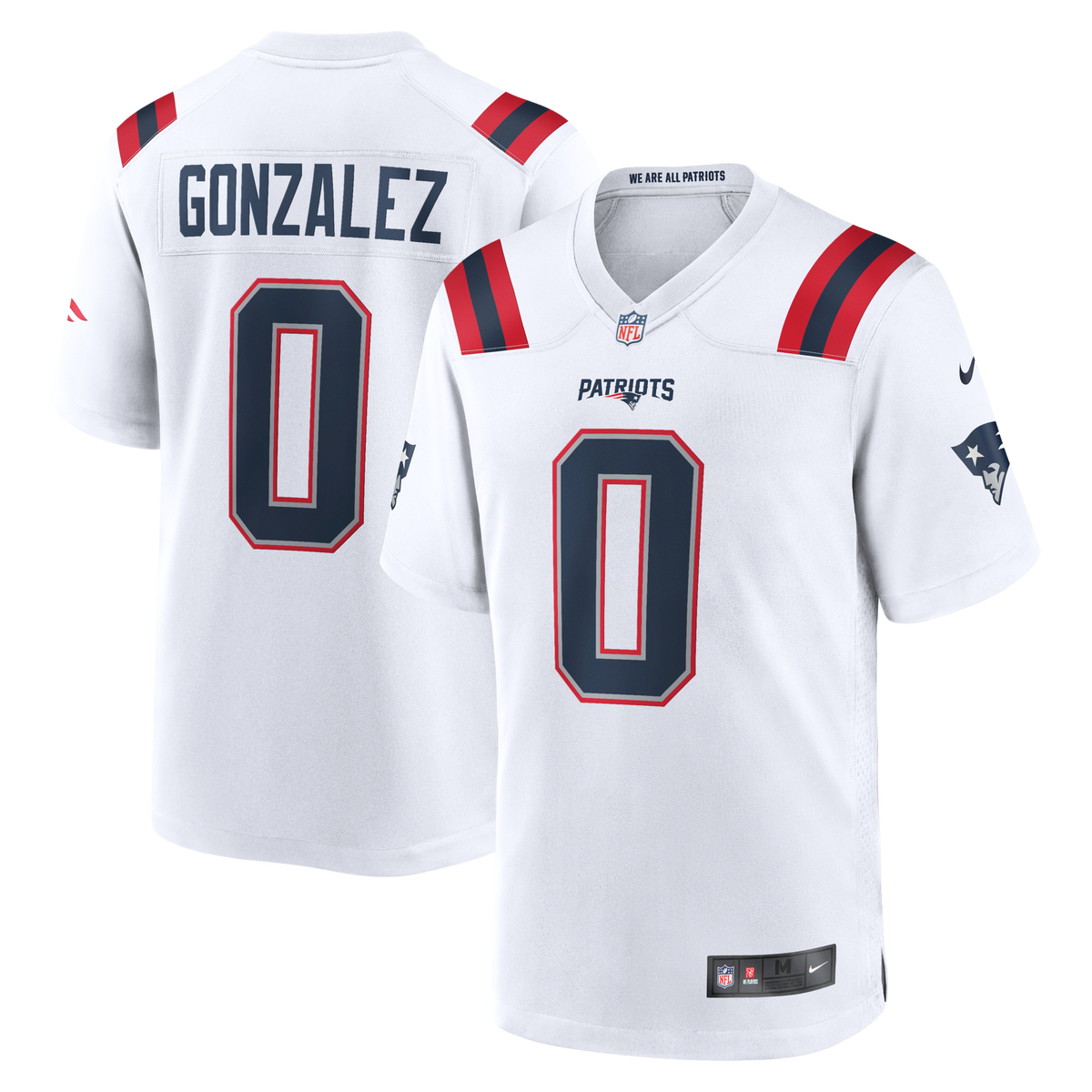 New England Patriots Christian Gonzalez White Game Jersey