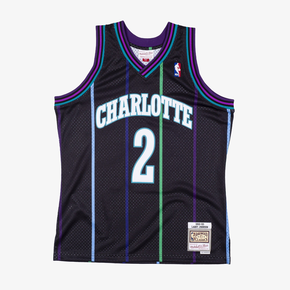 Charlotte Hornets Larry Johnson 1992 Reload Swingman Authentic Jersey - Black