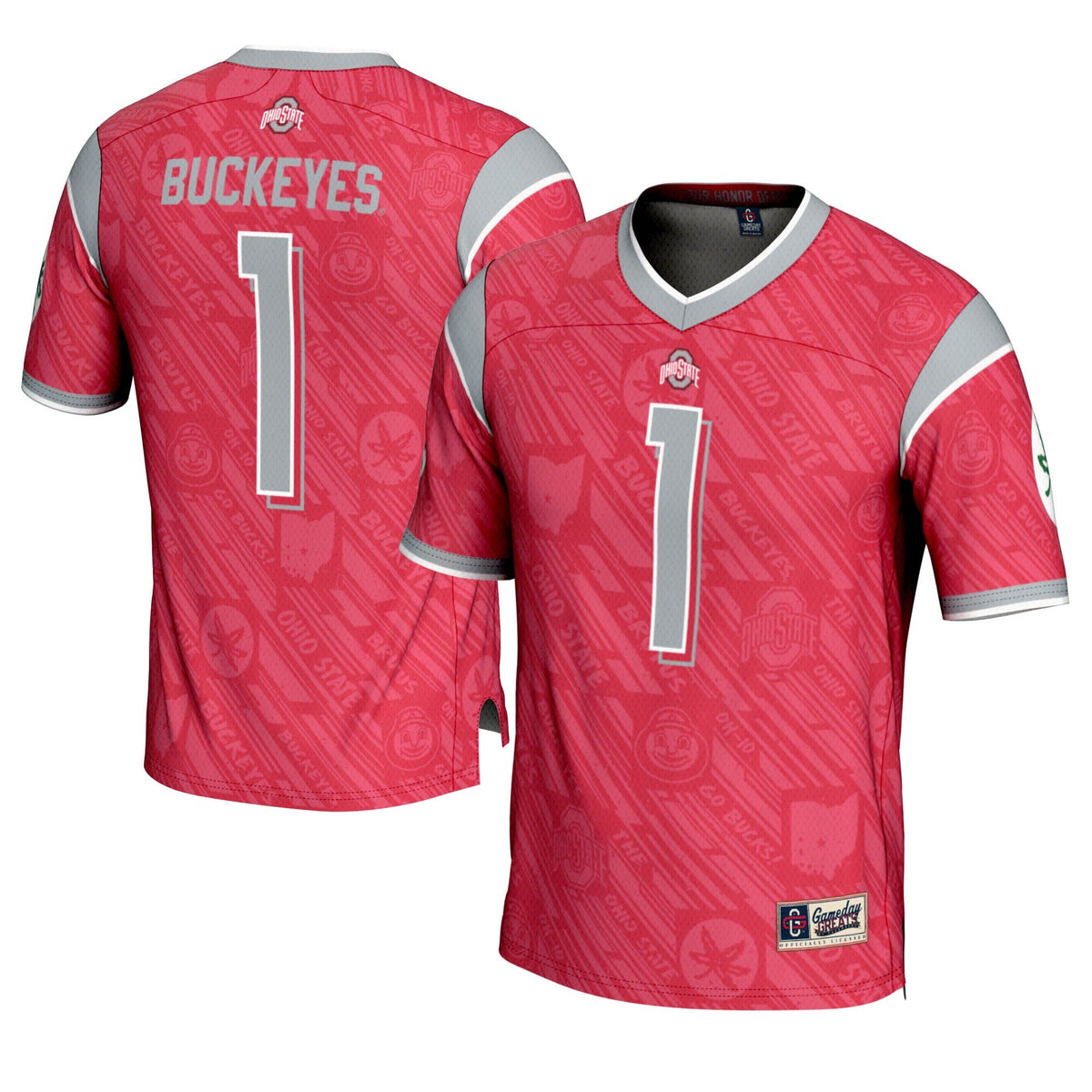 #1 Ohio State Buckeyes Highlight Print Football Fashion Jersey - Scarlet