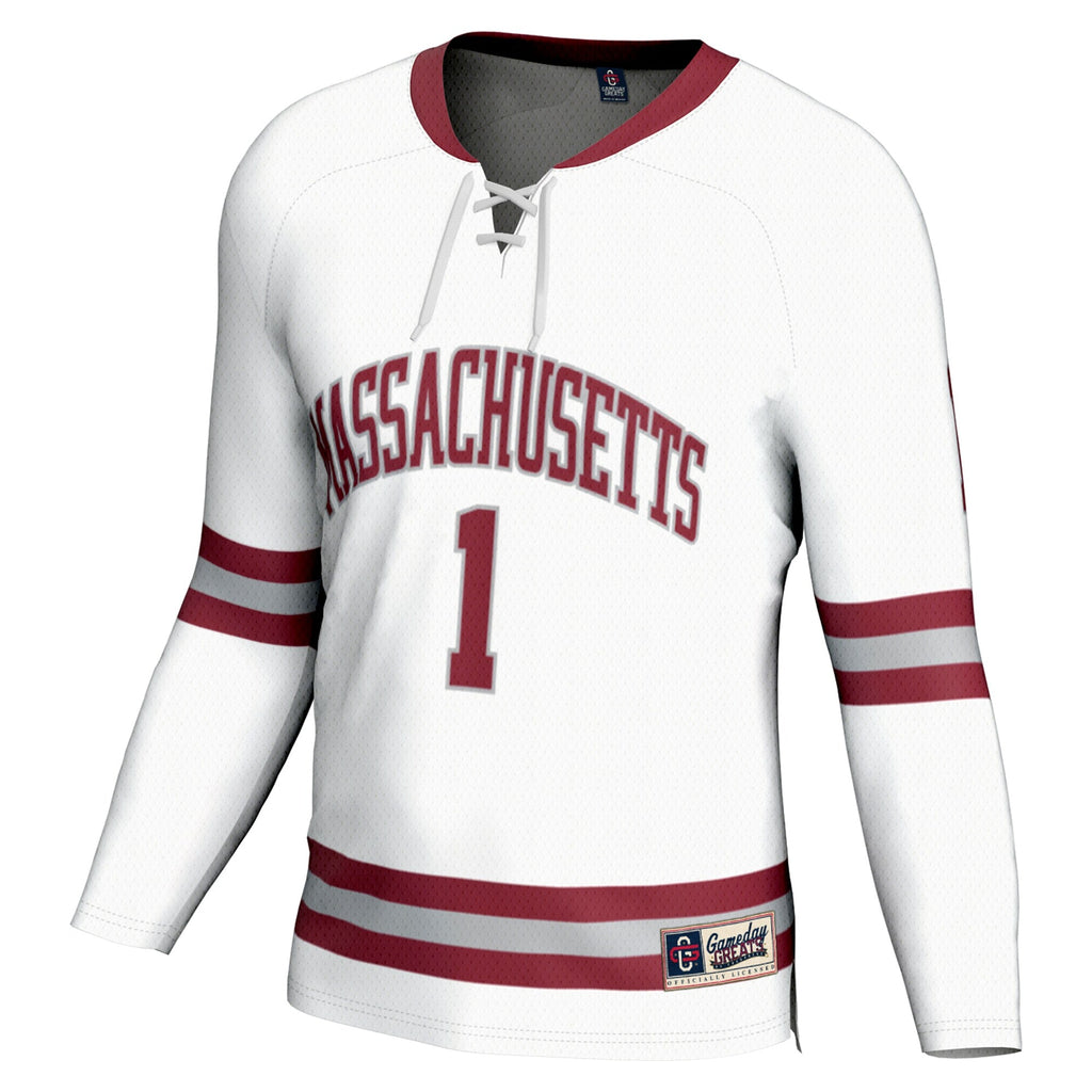 #1 UMass Minutemen Hockey Fashion Jersey - White