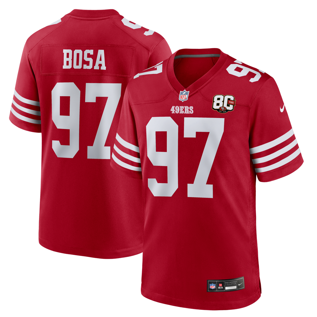San Francisco 49ers Nick Bosa Scarlet 80th Anniversary Game Jersey