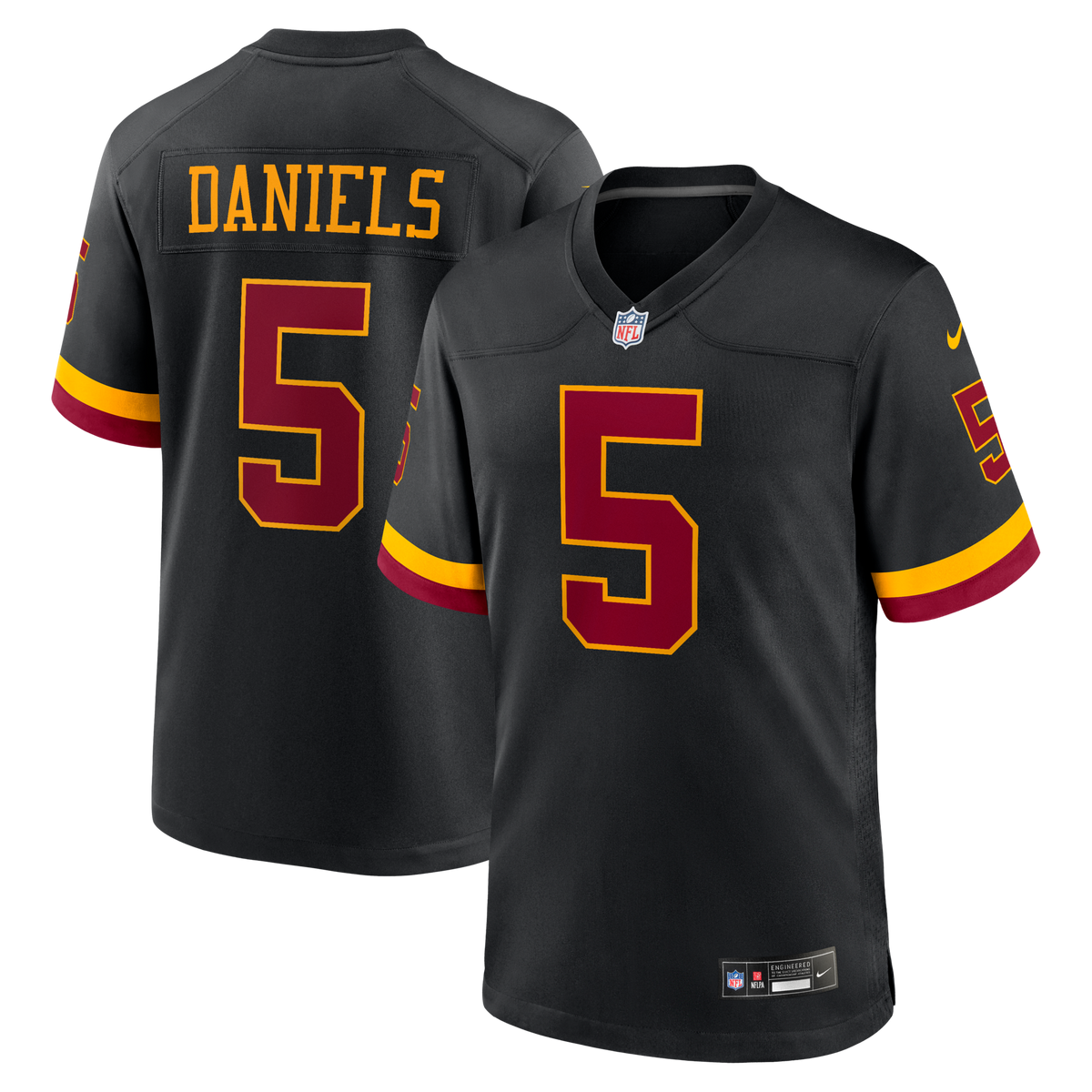 Hail Raiser Washington Commanders Jayden Daniels Black Alternate Game Jersey