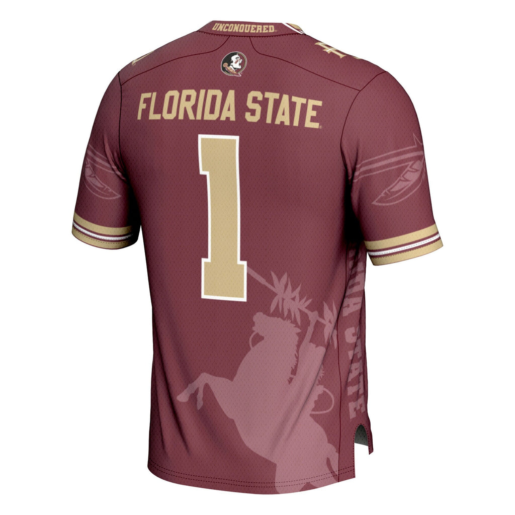 #1 Florida State Seminoles Icon Print Football Fashion Jersey - Garnet