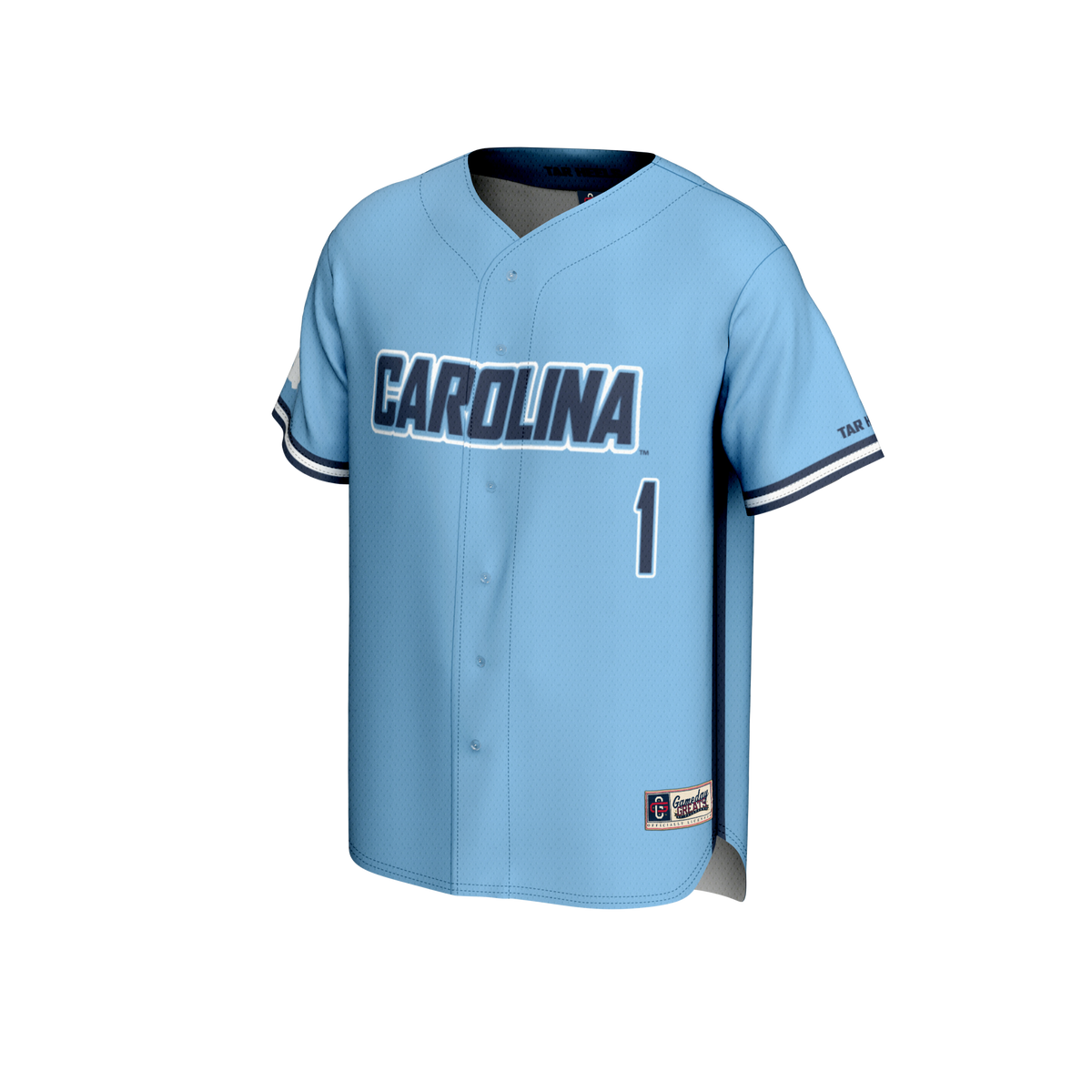 #1 North Carolina Tar Heels Lightweight Baseball Fashion Jersey - Carolina Blue