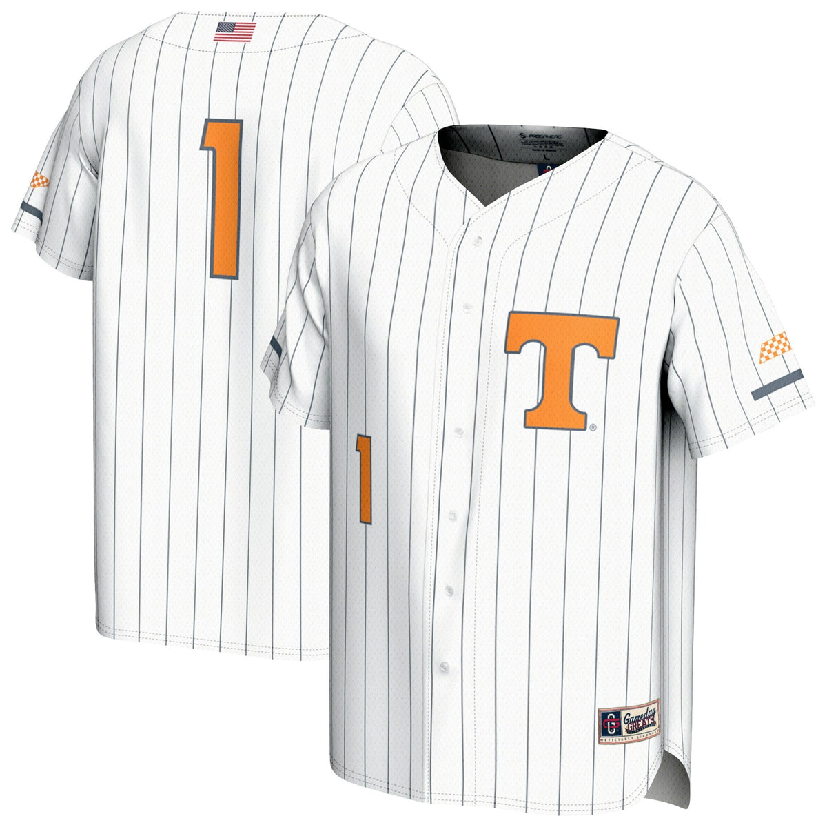 #1 Tennessee Volunteers Lightweight Baseball Fashion Jersey - White