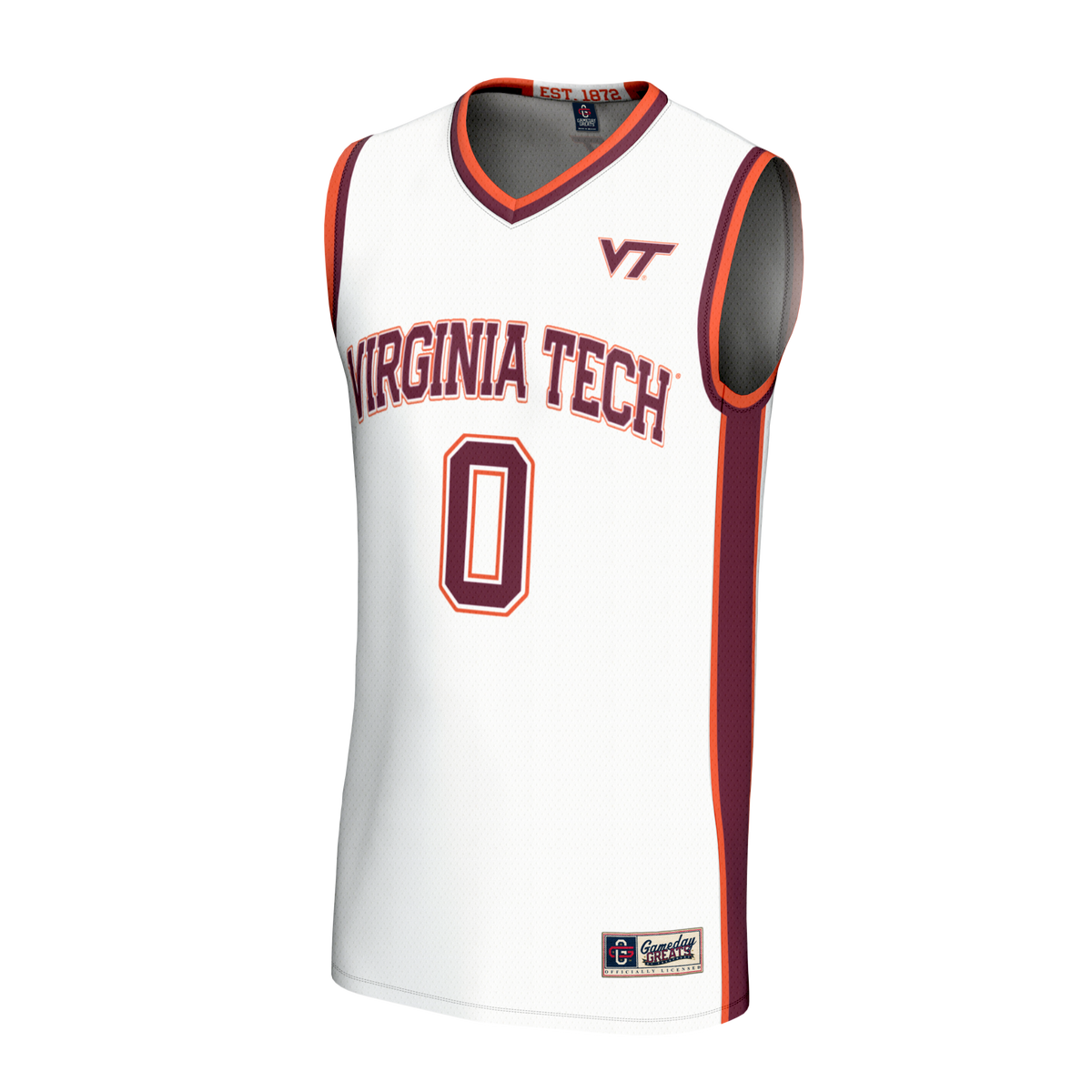 #0Virginia Tech Hokies Lightweight Collegiate Basketball Fashion Jersey - White