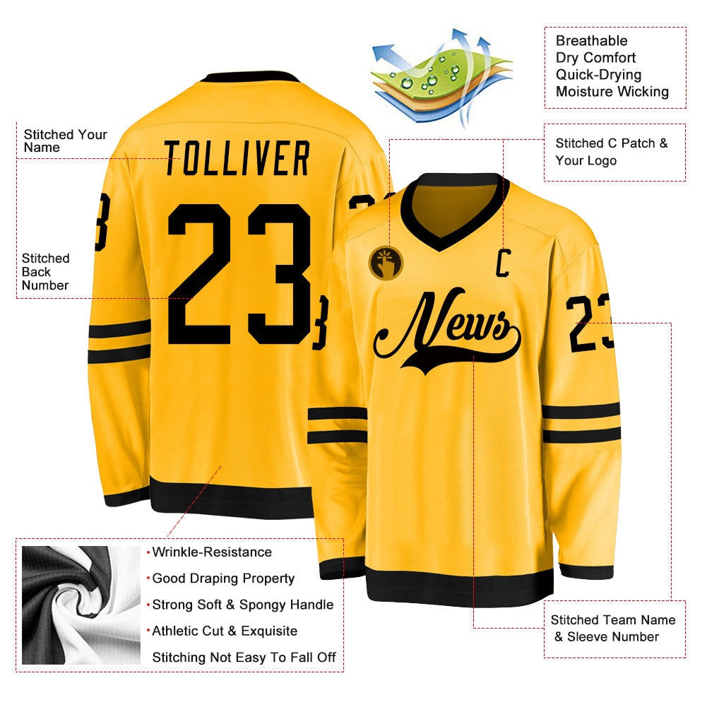 Custom Hockey Jersey - Gold Black