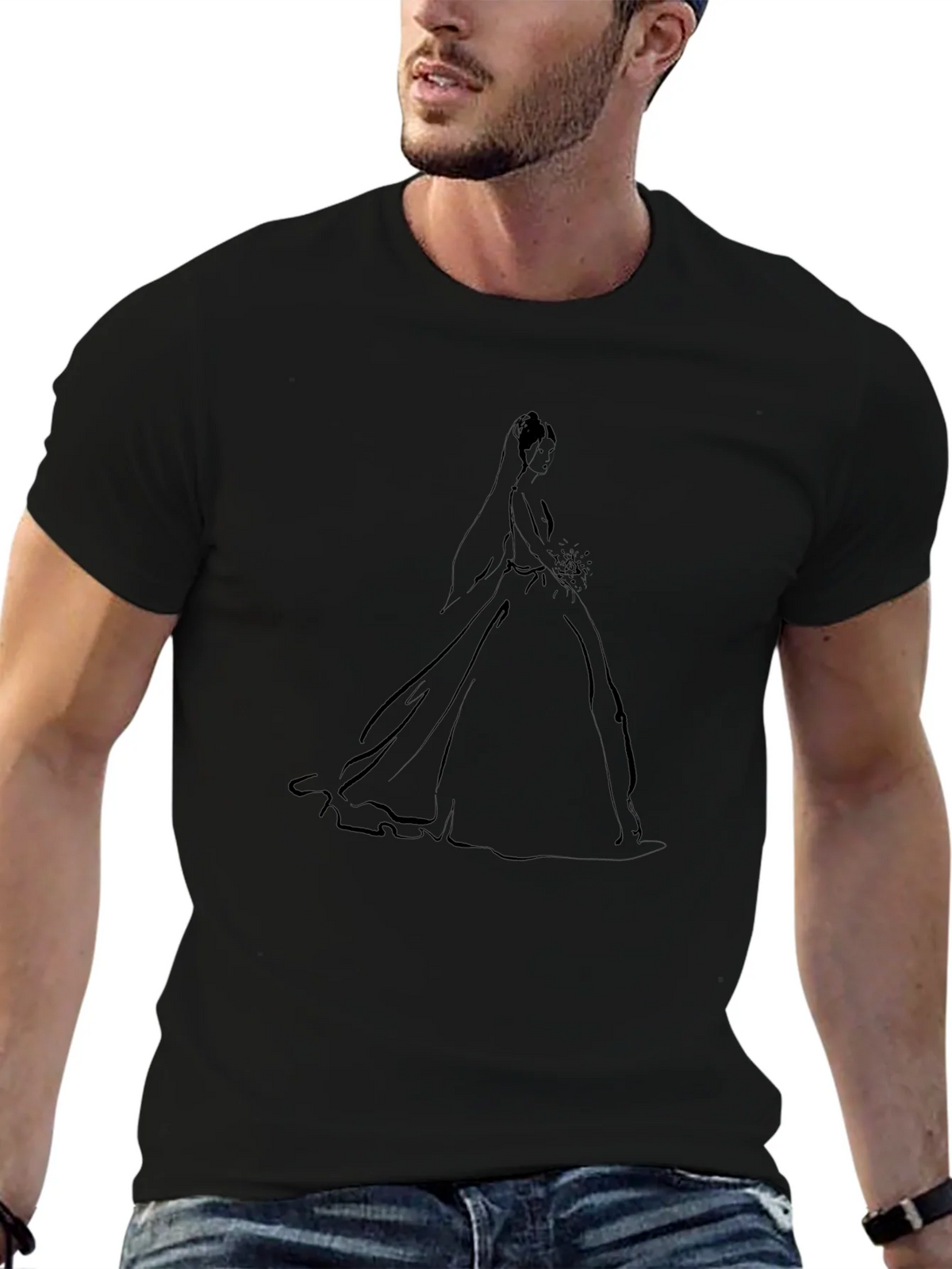 Elegant Bride Graphic Tee - Black Cotton Blend
