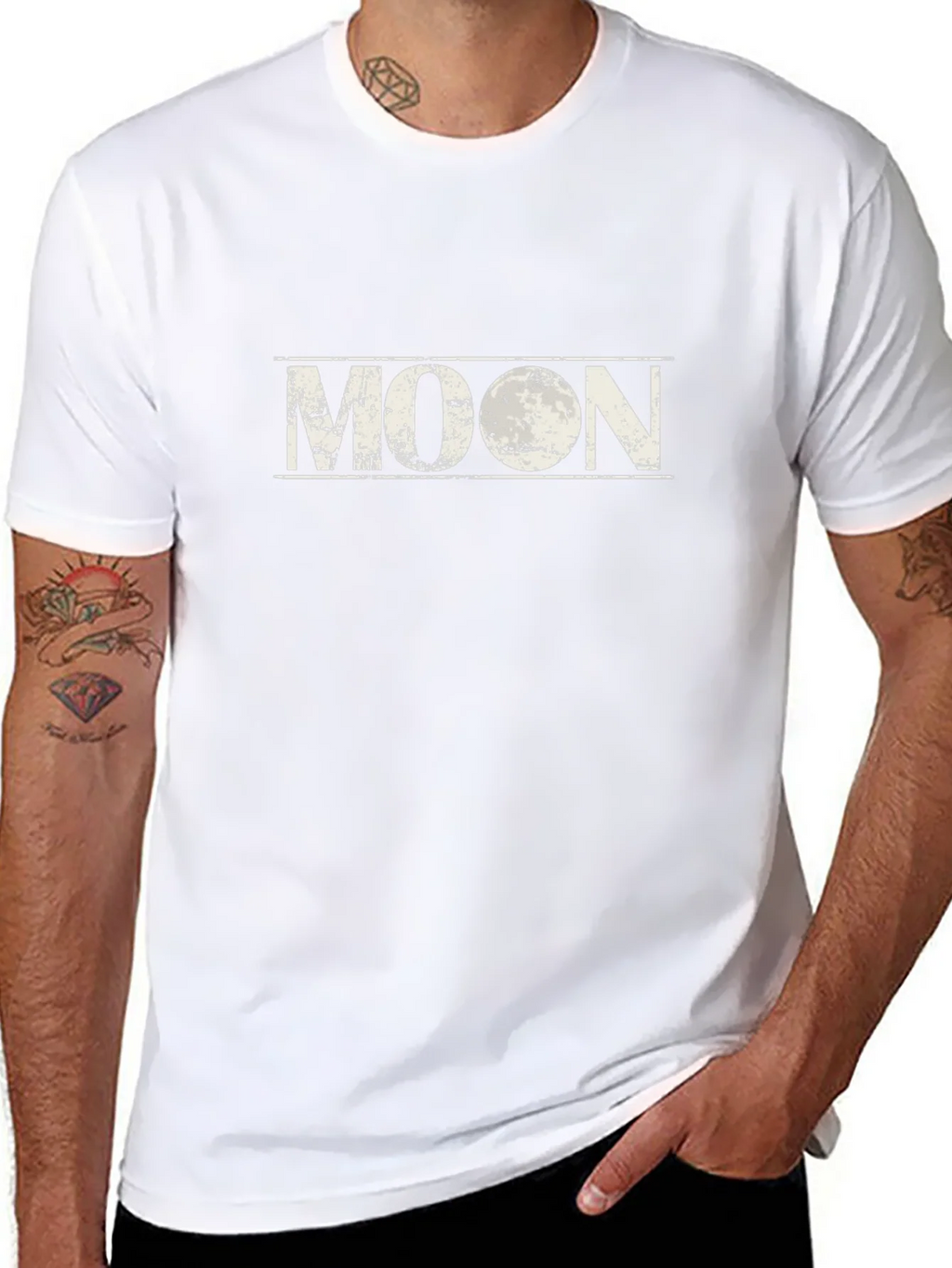 Distressed Moon Graphic Black T-Shirt