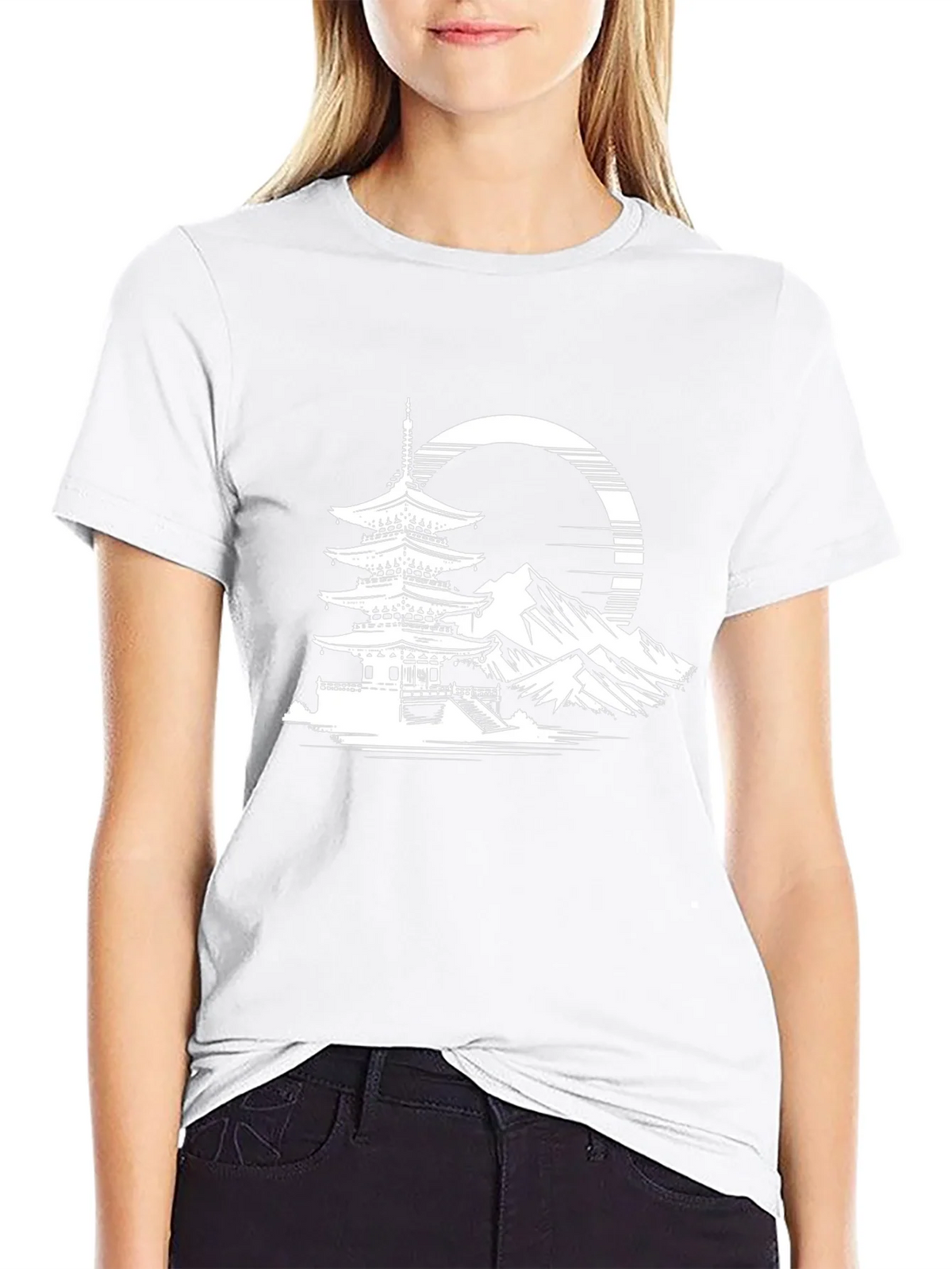 Japanese Pagoda T-Shirt - Black Graphic Tee