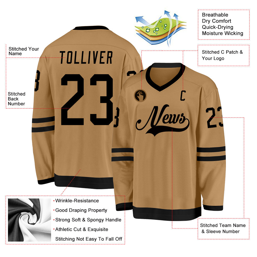 Custom Hockey Jersey - Old Gold Black