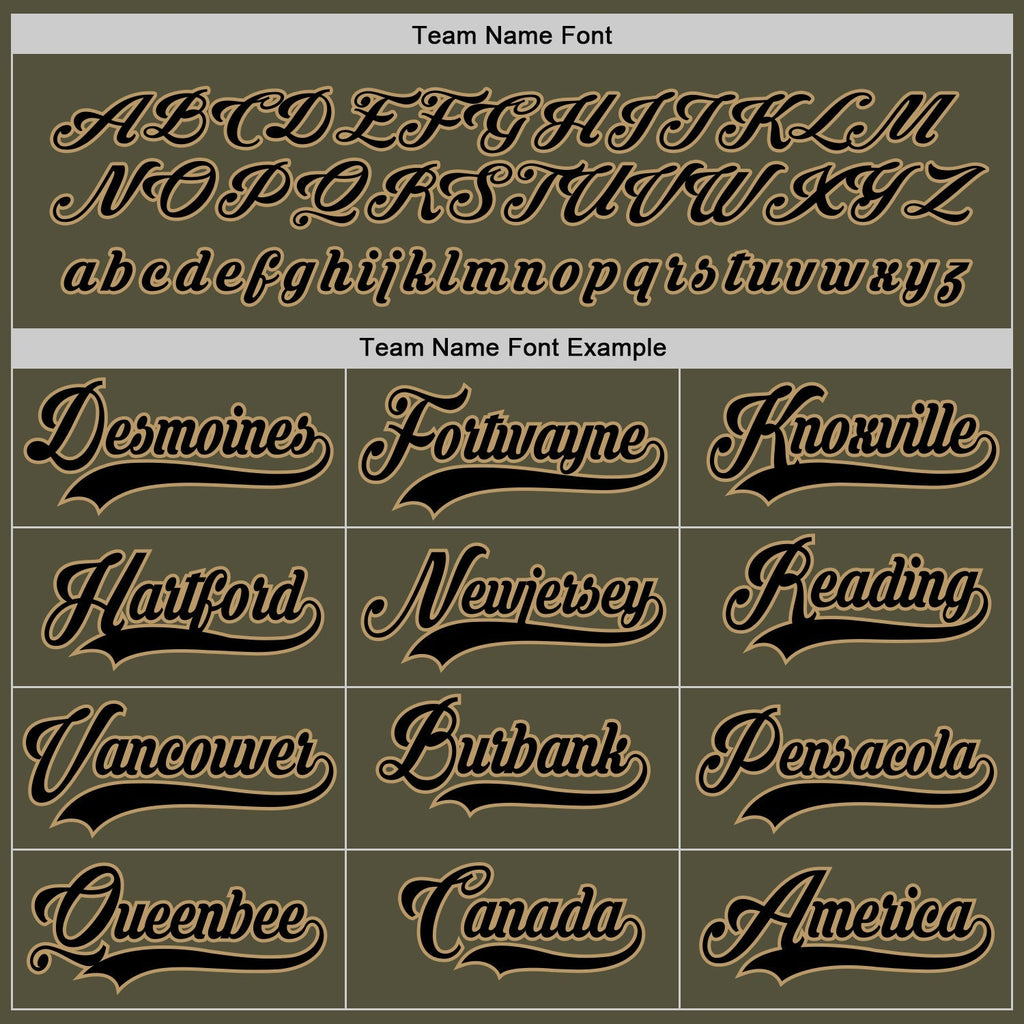 Custom Hockey Jersey - Olive Black-Old Gold Salute To Service