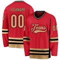 Custom Hockey Jersey - Red Old Gold-Black