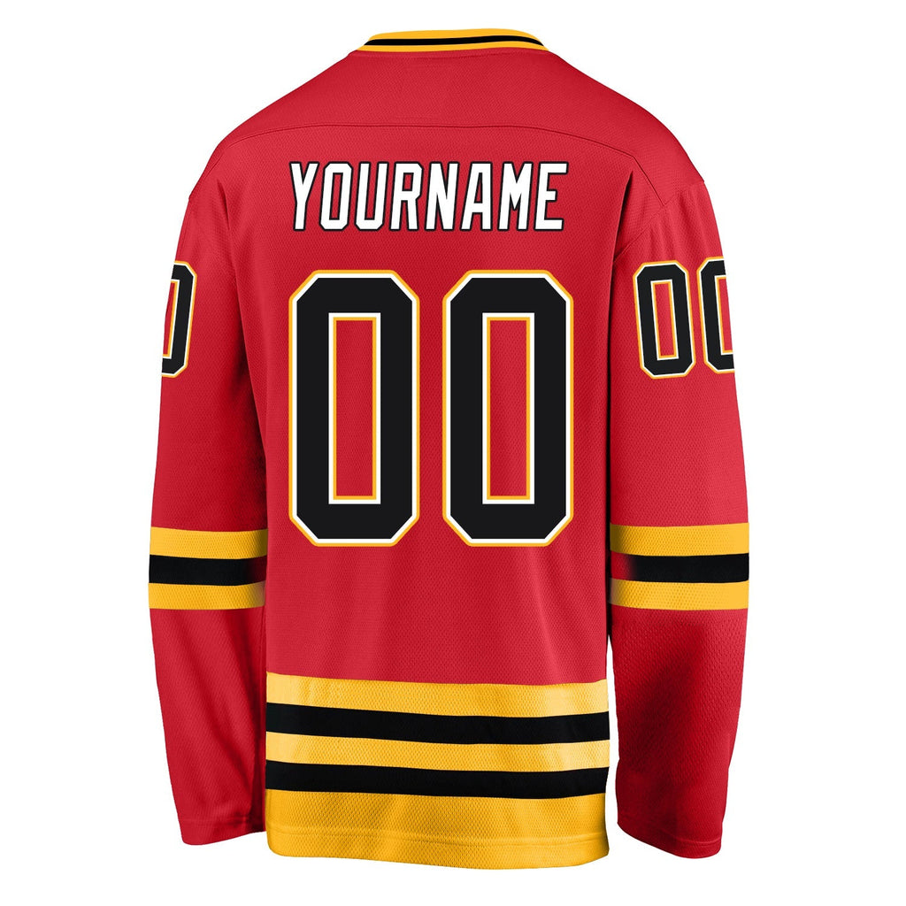 Custom Hockey Jersey - Red Black-Gold