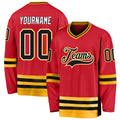 Custom Hockey Jersey - Red Black-Gold