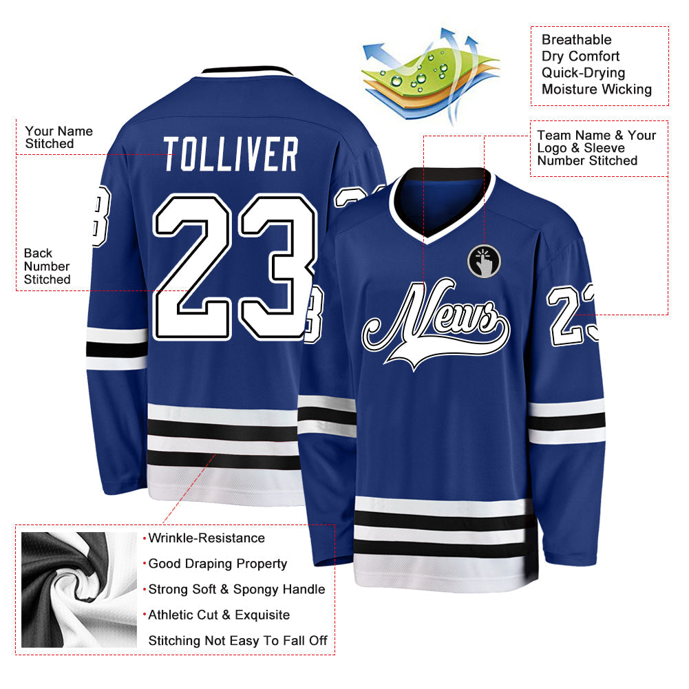 Custom Hockey Jersey - Royal White-Black