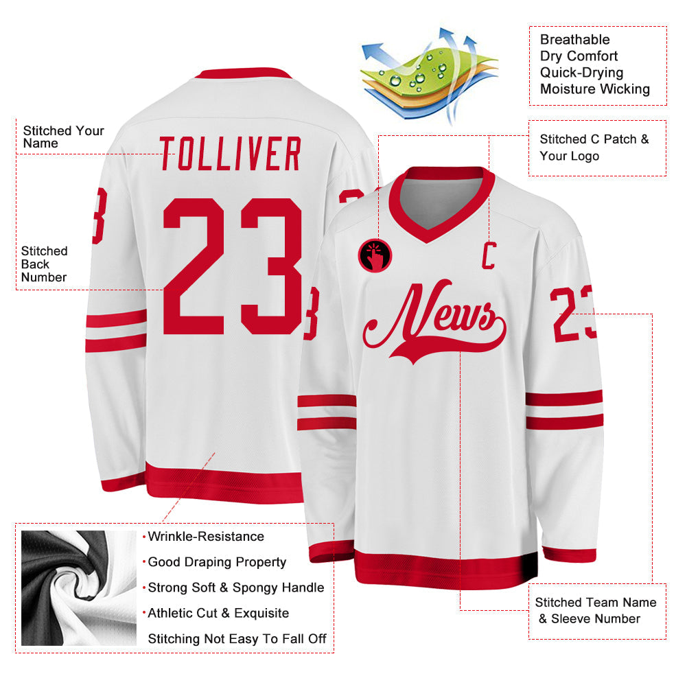 Custom Hockey Jersey - White Red